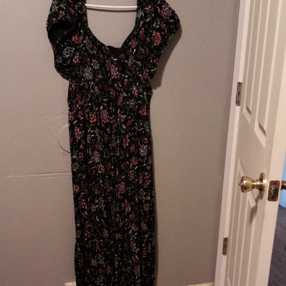 Lane Bryant Black Floral Maxi Dress